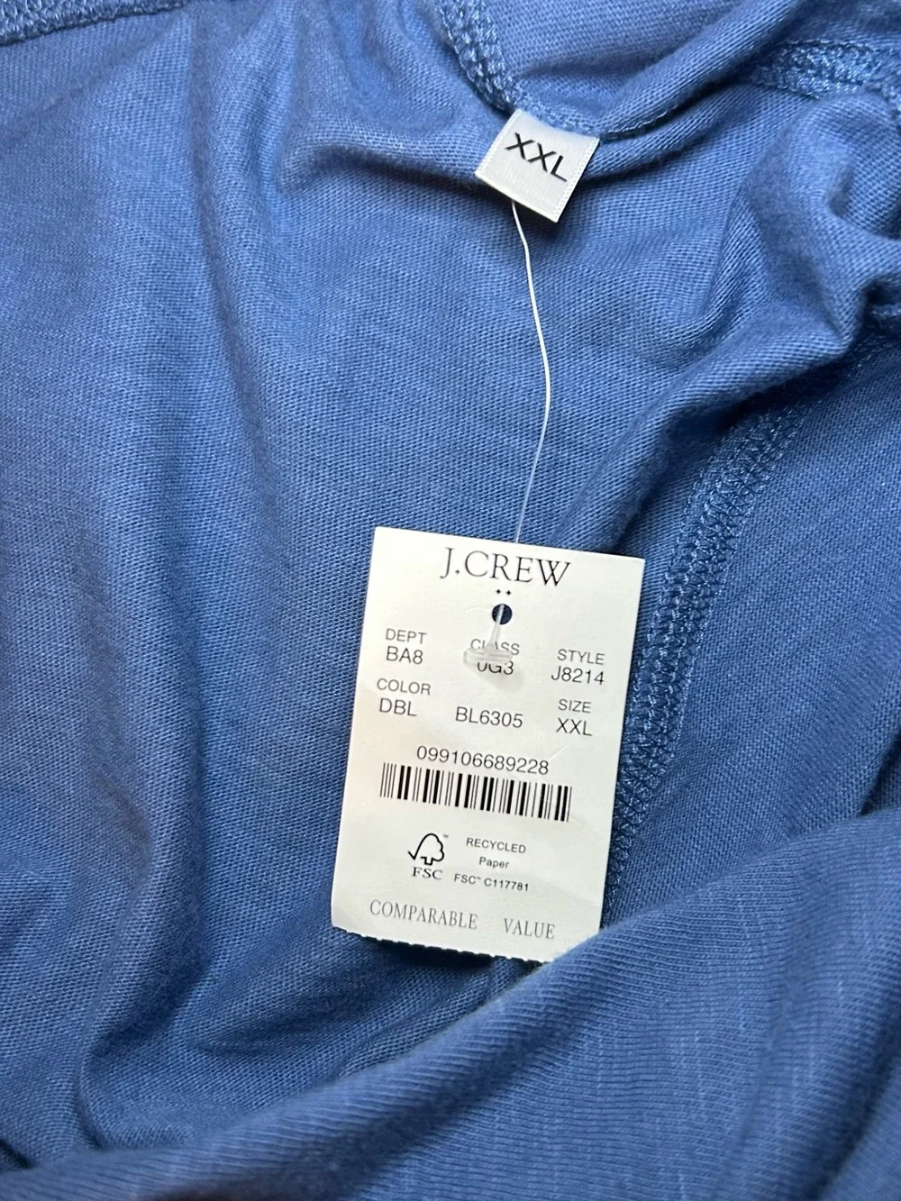 NWT J Crew Long Sleeve Henley Mens Size XXL